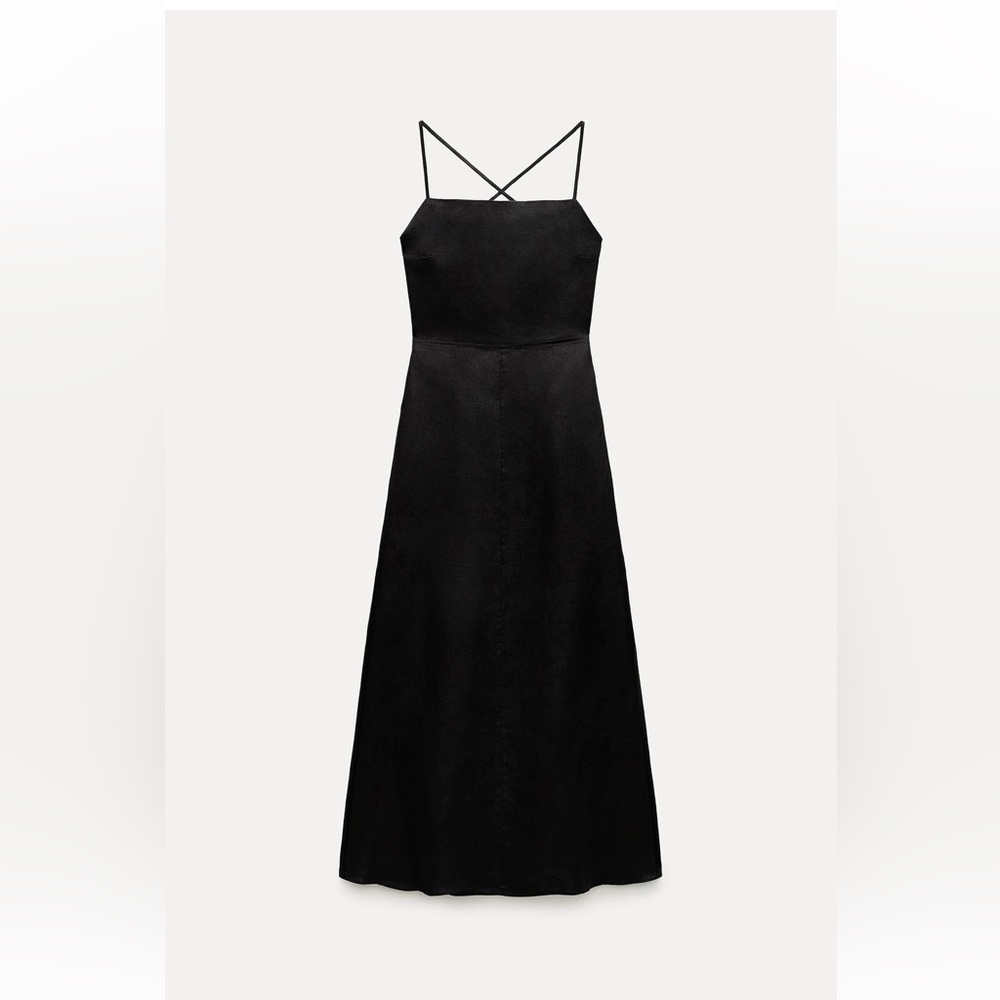 Linen Black Strappy Dress